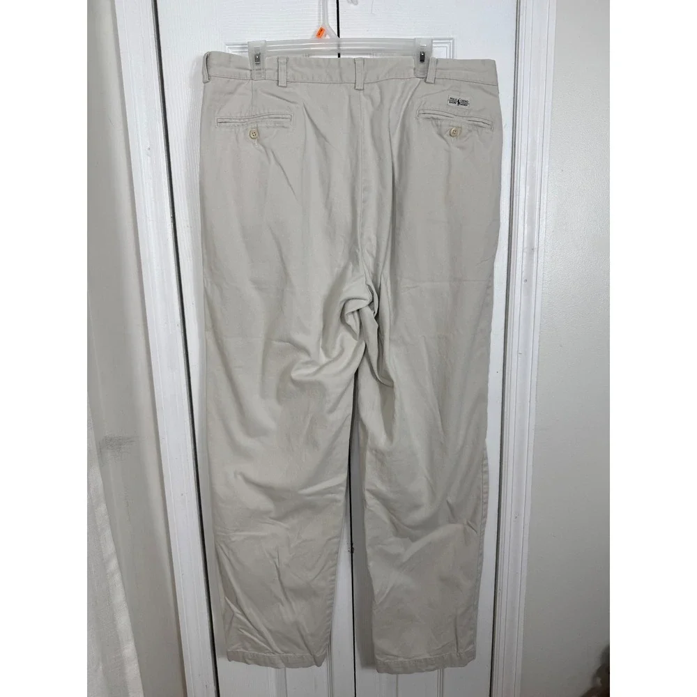 Polo Ralph Lauren Andrew Pant 40/34 Tan Khaki Pleated Chino Old Money Preppy